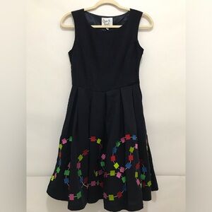 Bea Dot by Modcloth Blue dress Embroidered Lined Size XS